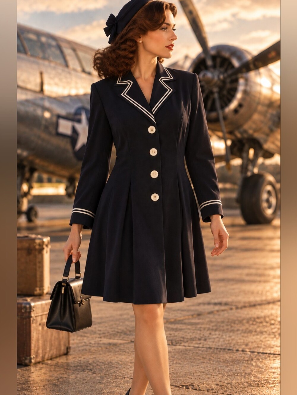 Créations Joseph Ribkoff Navy Nautical Blazer Dress Size 8
